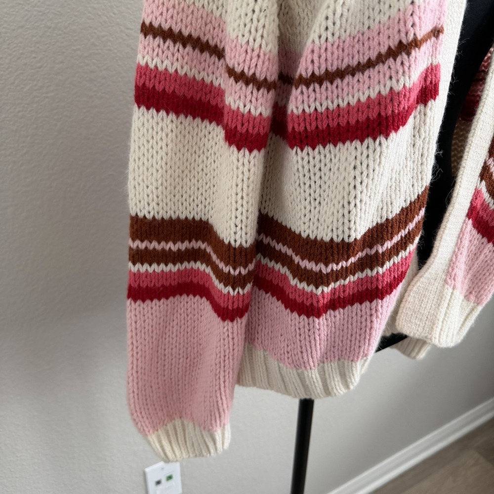 XíRENA Striped Cardigan XS Chunky Knit Boho Oversized Open Front Alpaca Blend - Picture 4 of 12